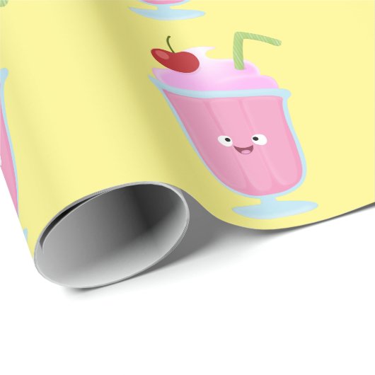 Cute aardbery ice crème sundae cartoon cadeaupapier (Rol Hoek)