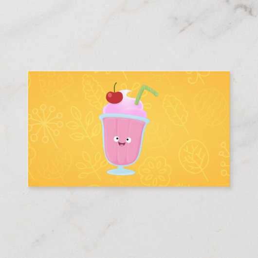 Cute aardbery ice crème sundae cartoon catering visitekaartje (Achterkant)