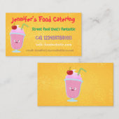 Cute aardbery ice crème sundae cartoon catering visitekaartje (Voorkant / Achterkant)
