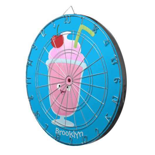 Cute aardbery ice crème sundae cartoon dartbord (Voorkant Rechts)