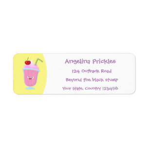 Cute aardbery ice crème sundae cartoon etiket