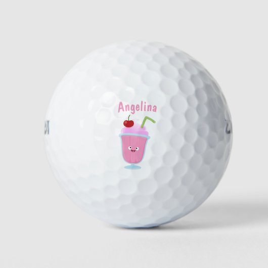 Cute aardbery ice crème sundae cartoon golfballen (Voorkant)