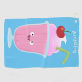 Cute aardbery ice crème sundae cartoon golfhanddoek (Horizontaal)