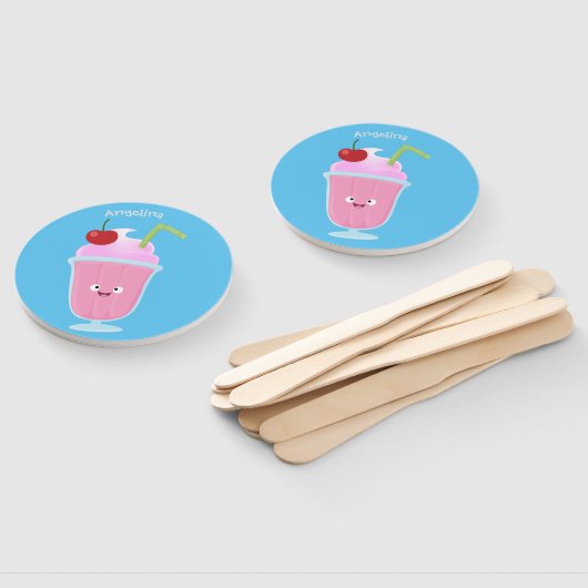 Cute aardbery ice crème sundae cartoon handwaaier (Niet-gemonteerd)