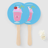 Cute aardbery ice crème sundae cartoon handwaaier (Voorkant en achterkant)