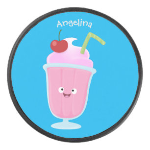 Cute aardbery ice crème sundae cartoon hockey puck