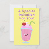 Cute aardbery ice crème sundae cartoon kaart (Achterkant)