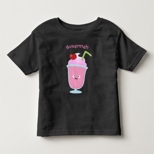 Cute aardbery ice crème sundae cartoon kinder shirts (Voorkant)