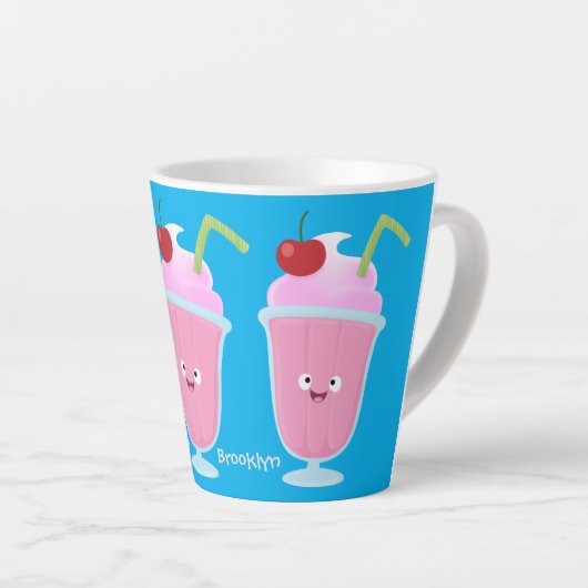 Cute aardbery ice crème sundae cartoon latte mok (Rechterhoek)