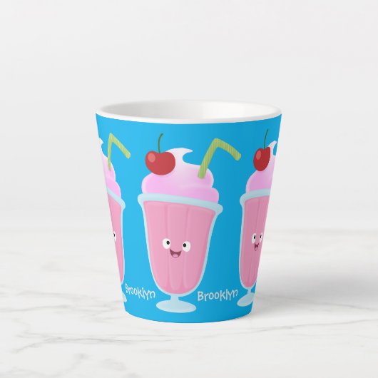 Cute aardbery ice crème sundae cartoon latte mok (Voorkant)
