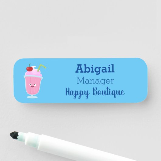 Cute aardbery ice crème sundae cartoon naamplaatje (In situ)