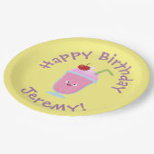 Cute aardbery ice crème sundae cartoon papieren bordje (Gekanteld)