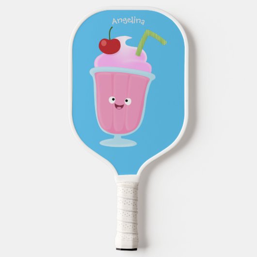 Cute aardbery ice crème sundae cartoon pickleball paddle (Achterkant)