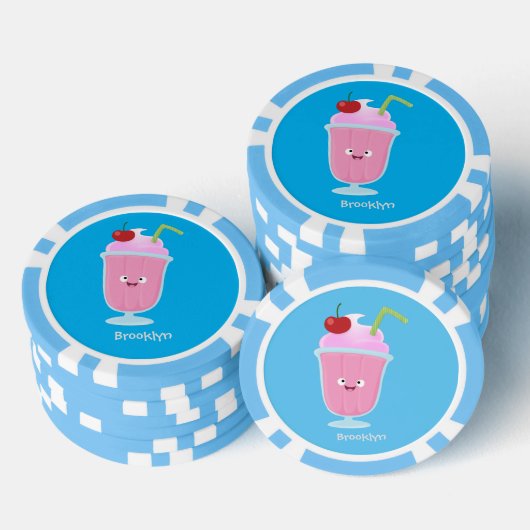 Cute aardbery ice crème sundae cartoon poker chips (Opstapeling)