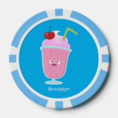 Cute aardbery ice crème sundae cartoon poker chips (Voorkant)
