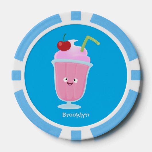Cute aardbery ice crème sundae cartoon poker chips (Voorkant)