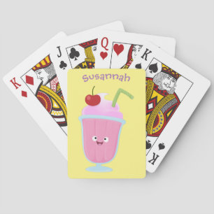Cute aardbery ice crème sundae cartoon pokerkaarten