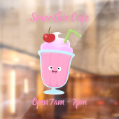 Cute aardbery ice crème sundae cartoon raamsticker (Vel 2)