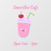 Cute aardbery ice crème sundae cartoon raamsticker (Vel)