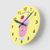 Cute aardbery ice crème sundae cartoon round clo ronde klok (Hoek)