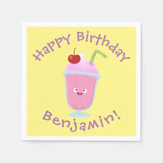 Cute aardbery ice crème sundae cartoon servet (Voorkant)