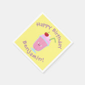 Cute aardbery ice crème sundae cartoon servet (Hoek)