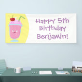 Cute aardbery ice crème sundae cartoon spandoek (Beurs)