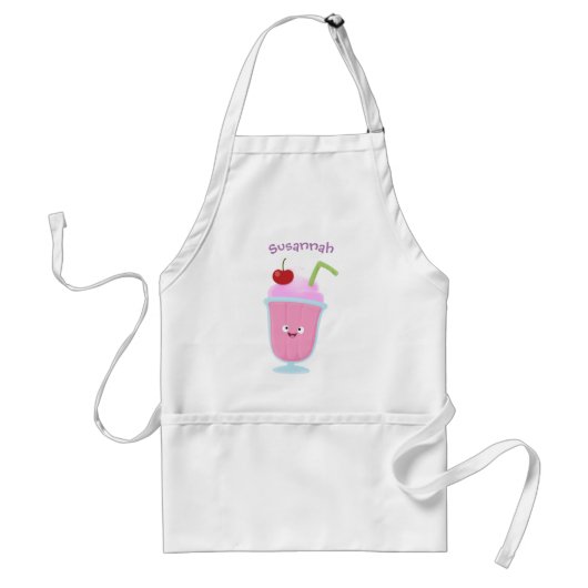 Cute aardbery ice crème sundae cartoon standaard schort (Voorkant)