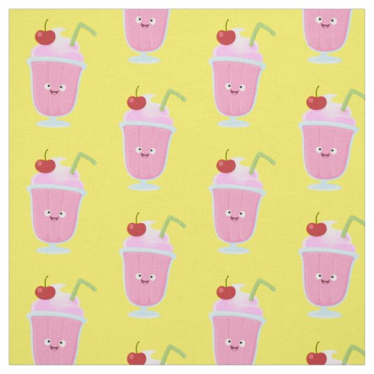Cute aardbery ice crème sundae cartoon stof (Swatch)