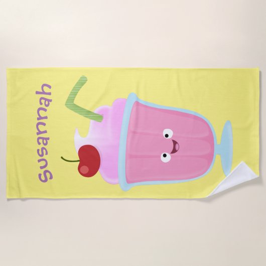 Cute aardbery ice crème sundae cartoon strandlaken (Voorkant)