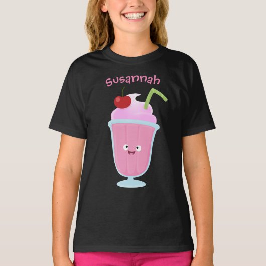 Cute aardbery ice crème sundae cartoon t-shirt (Voorkant)