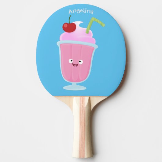Cute aardbery ice crème sundae cartoon tafeltennisbatje (Voorkant)