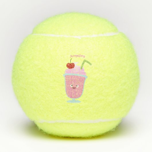 Cute aardbery ice crème sundae cartoon tennisballen (Voorkant)