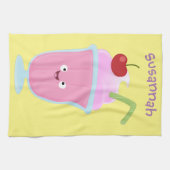 Cute aardbery ice crème sundae cartoon theedoek (Horizontaal)