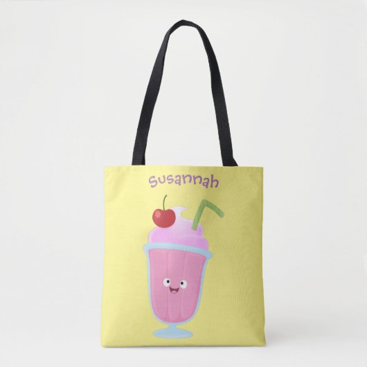 Cute aardbery ice crème sundae cartoon tote bag (Voorkant)