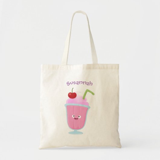 Cute aardbery ice crème sundae cartoon tote bag (Voorkant)