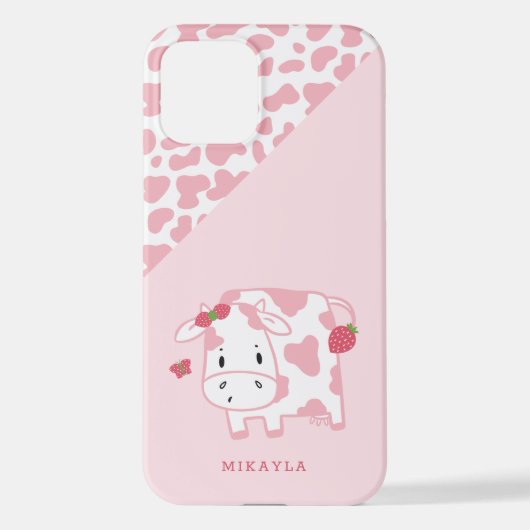 Cute Aardbery Koe and Spots Pattern iPhone Hoesje (Achterkant)
