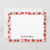 Cute aardbery roze Pattern Gepersonaliseerd Notitiekaartje (Voorkant)
