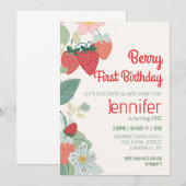 Cute aardbery Theme Custom Berry First Birthday Kaart (Voorkant / Achterkant)