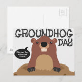 Cute aardhog day cartoon illustratie briefkaart (Voorkant / Achterkant)