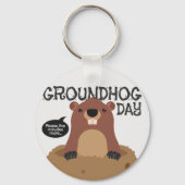 Cute aardhog day cartoon illustratie sleutelhanger (Voorkant)