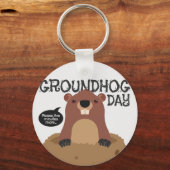 Cute aardhog day cartoon illustratie sleutelhanger (Voorkant)