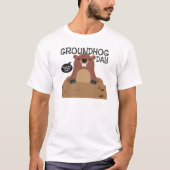 Cute aardhog day cartoon illustratie t-shirt (Voorkant)