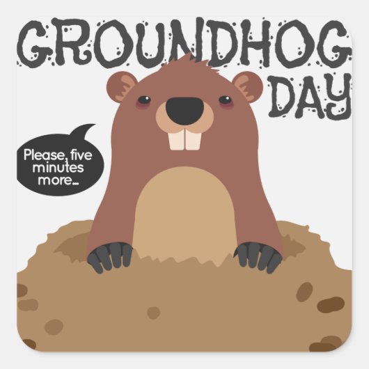 Cute aardhog day cartoon illustratie vierkante sticker (Voorkant)