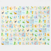 Cute ABC Animal Alphabet Pattern met Voornaam Fleece Deken (Voorkant (Horizontaal))