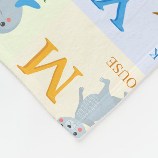 Cute ABC Animal Alphabet Pattern met Voornaam Fleece Deken (Hoek)