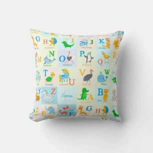 Cute ABC Animal Alphabet Pattern met Voornaam Kussen