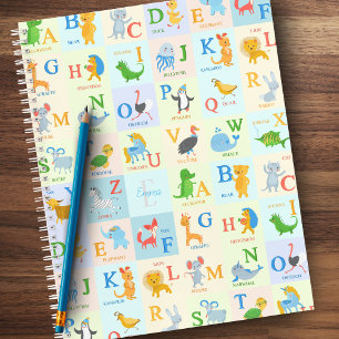 Cute ABC Animal Alphabet Pattern met Voornaam Notitieboek