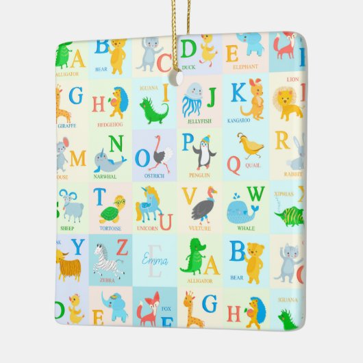 Cute ABC Animal Alphabet Pattern Name Keramisch Ornament (Links)