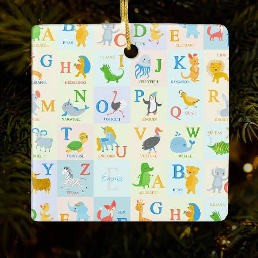 Cute ABC Animal Alphabet Pattern Name Keramisch Ornament